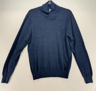 Cullen Heather Navy Black Shaw Collar 100% Merino Wool Sweater Men's Size L - Image 1 of 4