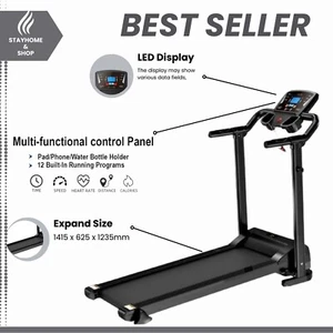 Running Treadmill Folding Gym Home Electric Motorised Machine FIXED Incline - Picture 1 of 9