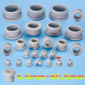 Grey Grommet Snap-On Open Silicone Rubber Hole Plug Bung Wire Cable Protect Bush - Picture 1 of 13