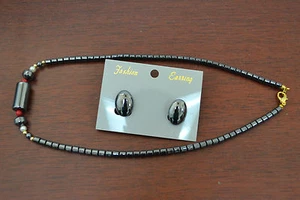 HEMATITE NECKLACE AND EARRING JEWELRY SET C - Picture 1 of 2