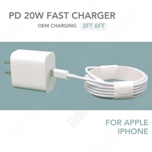 New 20W PD Fast Charger Cube Type C Cable For iPhone 16 15 14 13 12 11 Pro Max 8 - Picture 1 of 17