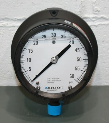 Ashcroft Pressure Gauge 451379SSL04L60#, 4-1/2" Dial, 0-60 PSI, 1/2" NPT Port - Image 1 of 4