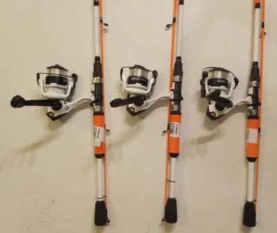 lot of 3 new  Zebco Roam Spinning combo 3000 Reel w/ 6'6" Rod orange/white 5:2:1 - Image 1 of 4