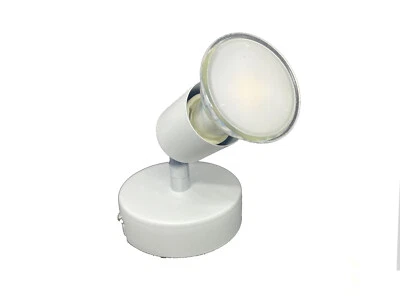 FARETTO LED SOFFITTO ORIENTABILE 5W LUCE CALDA MODERNO BIANCO APPLIQUE SPOT GU10 - Immagine 1 di 3