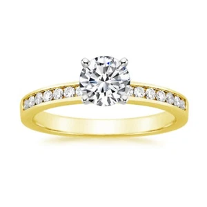 0.69 Ct Round Cut Lab Created Diamond Wedding Engagement Ring 14K Yellow Gold - Picture 1 of 8