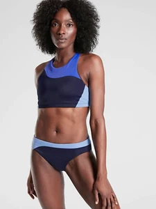 Neu mit Etikett Athleta Freestyle hochgeschlossenes Bikini-Top Colorblock Gr. XS #405949 - Bild 1 von 3