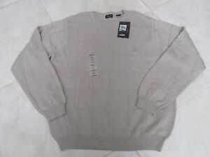 New IZOD Pullover Square Knit Golf Sweater MENS L Beige Taupe Crew Neck $55.00