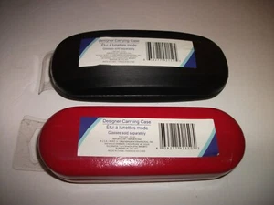 Designer Eyeglass Case Crush Resistant Clamshell, New Lot of 2 Black & Red - Picture 1 of 6