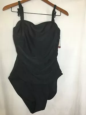 New DKNY Women 1 pc Tummy Control Swimsuit Black Bandeau Many sizes - Image 1 of 4
