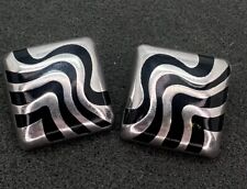 Sterling Silver Earrings Taxco Resin Inlay Clip Back Earrings Clip