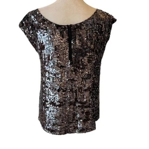Alice + Olivia Black, Silver Silver Sequined Top Silk Lining Womens Size Medium - Picture 1 of 6