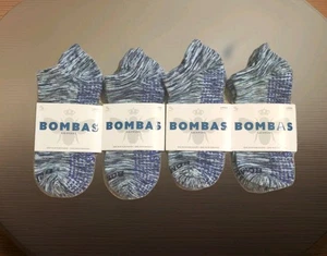 4 PAIRS BOMBAS Women's Performance Gripper Honeycomb Ankle Socks SIZE LARGE BLUE - Picture 1 of 3