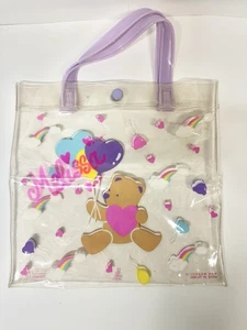 Bolsa de suministros estacionaria de plástico vintage 1986 Sanrio Tweedle Dee Bear rara - Imagen 1 de 7