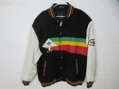 LRG Lifted Research Group Jacket Men 4XL Black Varsity Rasta Bomber Embroidered - Image 1 of 4
