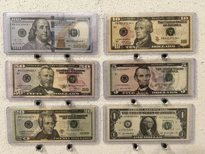 Star* Note ( Lot of 6 ) 100$ 50$ 20$ 10$ 5$ 1$ Dollar Bill set - Picture 1 of 8