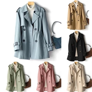 Women's Autumn Jacket Medium Length Windbreaker Trench Coat for Everyday Style - Picture 1 of 17