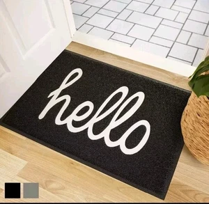 Gorilla Grip All Weather Hello Door Mat 36X48" Mesh Doormat BLACK - Picture 1 of 2