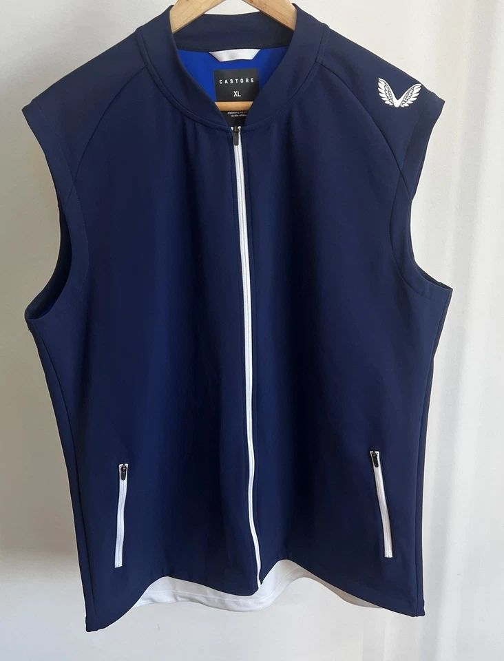 Chaleco Castore Híbrido Ligero Cremallera Completa Chaleco Azul Marino Performance Chaqueta XL Foto 1 de 4