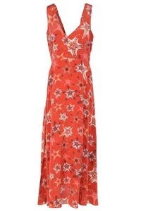 EMPORIO SIRENUSE RED SILK MAXI DRESS IT 42 UK 10 - Picture 1 of 4
