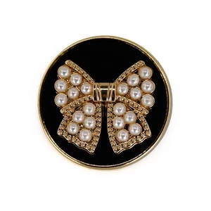 10 PCS 23mm Faux Pearl Embellished Bow Knot Metal Shank Sewing Buttons - Picture 1 of 8