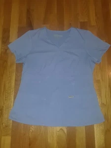 Women's Grey's Anatomy Periwinkle Blue V Neck Scrubs Top Size L - Picture 1 of 4