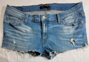 WOMENS LEVIS TOO SUPERLOW 524 JEANS DISTRESSED DENIM SHORTS 15M 35x2 - Picture 1 of 1