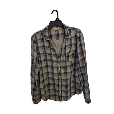 Camisa CP Tonos Cuadros Manga Larga Abotonada Para Mujer Grande Algodón Gasa Informal Top Foto 1 de 4