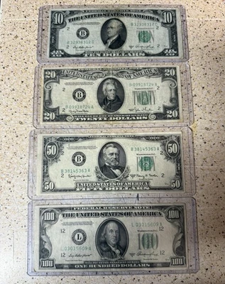 Vintage 1950 Note Lot $10, $20, $50, And $100 Notes. - Image 1 of 4