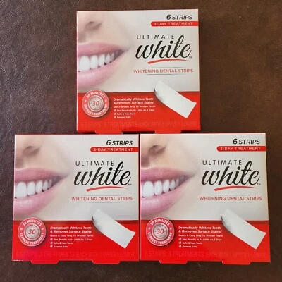 Lot of 3 Ultimate White | Whitening Dental Strips (6 Strips) - 3-Day Treatment - Image 1 of 4
