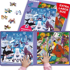 QUOKKA 2x48 Magnetic Travel Puzzles for Toddlers 3-5 years | Polar & Rainforest - Picture 1 of 8