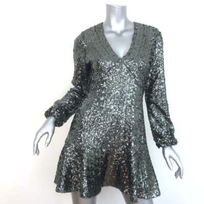Alexis Renada Sequin Long Sleeve Mini Dress Gunmetal Size Small - Image 1 of 4