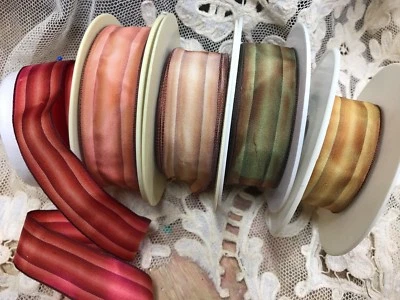 Cinta de acetato rayón ombre rayón raya de alambre francés vintage 1 yarda hecha en Francia Foto 1 de 4