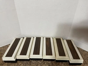 6 Vintage VPI Cassette Tape Storage 15 Tapes Holder Hard Plastic Case Wood Grain - Foto 1 di 7