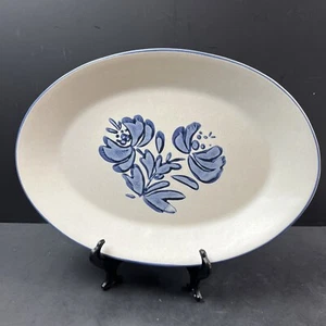 Pfaltzgraff Yorktowne Stoneware Serving Platter #16 ~ Blue Floral ~ USA 14"×10" - Picture 1 of 5