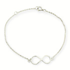 925 Sterling Silver Infinity Charm On Cable Chain 8"  Bracelet