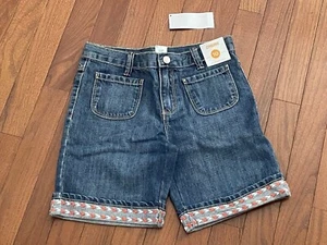 Gymboree Girls Denim Adjustable Waist Cuff Bermuda Shorts Size 10 New with Tags - Picture 1 of 6