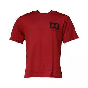 DOLCE & GABBANA T-shirt Red DG Logo Cotton Crew Neck Men IT46/US36/S RRP 570usd - Picture 1 of 6