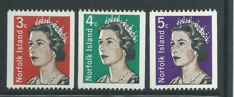 Norfolk Island Scott # 116-118 MNH Queen Elizabeth II Coils Cover