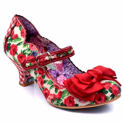 NEW Irregular Choice 2019 Summer Breeze Floral Retro 1950s Red Rose Shoe Size 5M - Image 1 of 4