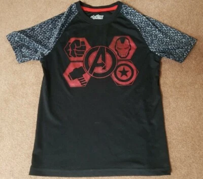 Marvel Avengers Boys Black Graphic T-Shirt Athletic Polyester Size Medium 8 - Image 1 of 2