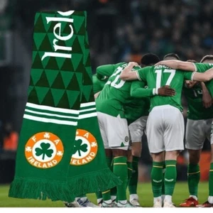 Vintage 1988 Irland irisches Team Fußball Fußball Acryl grün-weiß-orange Schal neu - Bild 1 von 9