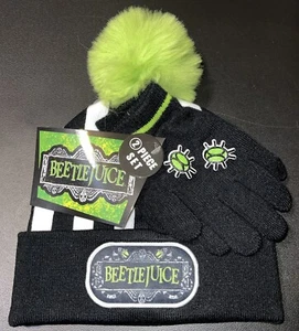 Youth Winter Hat Gloves Set Beetlejuice Boys Girls Unisex Nickelodeon 2024 - Picture 1 of 8