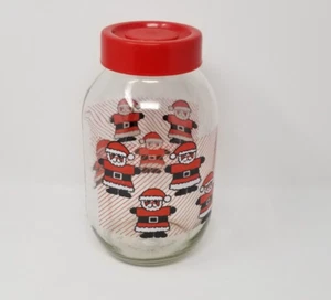Vintage Carlton 3L Glass Jar & Lid Christmas Santa Cookie Canister with Lid - Picture 1 of 11