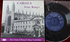KING'S COLLEGE CHOIR CAMBRIDGE CAROLS FROM KING'S 7" EP ARGO NM (1960) ENGLAND - Picture 1 of 2