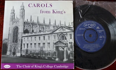 KING'S COLLEGE CHOIR CAMBRIDGE CAROLS FROM KING'S 7" EP ARGO NM (1960) ENGLAND - Image 1 of 2