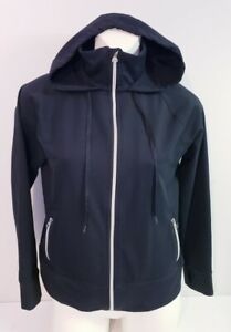 Lands'End Women's Black Hooded Tumbhole Full Zip Stretch Sport Jacket! Size MP