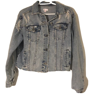 xhilaration женщин света стирка Jean куртка необработанный кромки искусственно состаренный размер XS - Изображение 1 из 4