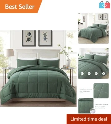 Sage Green Twin Comforter Set - All-Season Down Alternative with Pillowcase - Image 1 of 4