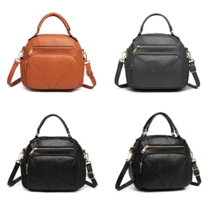Leather Crossbody Bags for Women Medium Size Shoulder Bag with Multi Zip Pockets - Picture 1 of 28