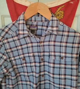 Patagonia Herren Fjord Flanell Workwear blau kariert kariert leichte Baumwolle - Bild 1 von 14